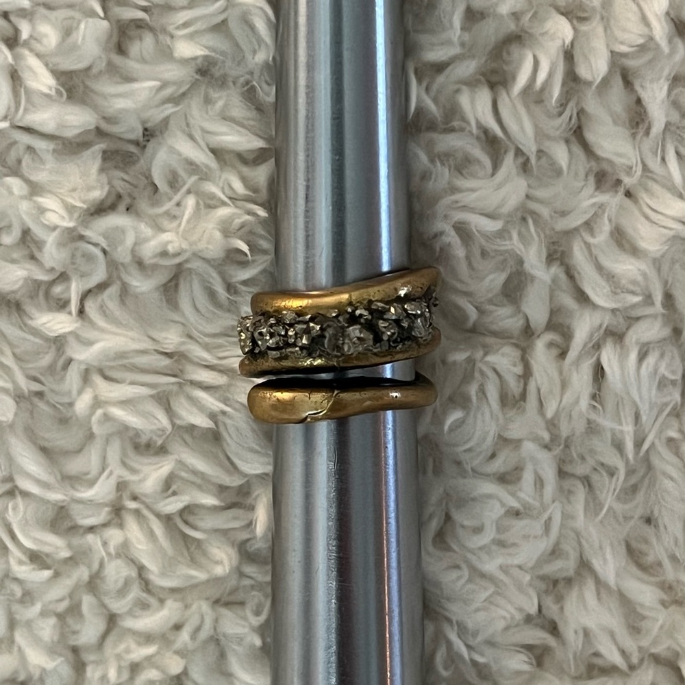 Chunky Brass Textured Double Band Ring